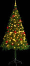 vidaXL - Kunstkerstboom - met - verlichting - en - kerstballen - 180 - cm - groen