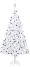 vidaXL - Kunstkerstboom - met - verlichting - en - kerstballen - 210 - cm - PVC - wit