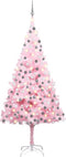 vidaXL - Kunstkerstboom - met - verlichting - en - kerstballen - 210 - cm - PVC - roze