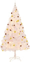 vidaXL - Kunstkerstboom - met - verlichting - en - kerstballen - 210 - cm - wit