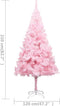 vidaXL - Kunstkerstboom - met - verlichting - en - kerstballen - 210 - cm - PVC - roze
