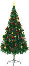 vidaXL - Kunstkerstboom - met - verlichting - en - kerstballen - 210 - cm - groen