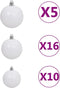 vidaXL - Kunstkerstboom - met - verlichting - en - kerstballen - 210 - cm - PVC - wit
