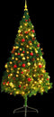 vidaXL - Kunstkerstboom - met - verlichting - en - kerstballen - 210 - cm - groen