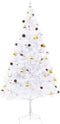vidaXL - Kunstkerstboom - met - verlichting - en - kerstballen - 210 - cm - wit
