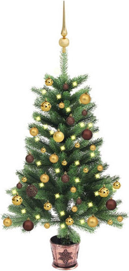 vidaXL - Kunstkerstboom - met - verlichting - en - kerstballen - 90 - cm - groen