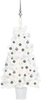 vidaXL - Kunstkerstboom - met - verlichting - en - kerstballen - 90 - cm - wit