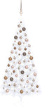 vidaXL - Kunstkerstboom - met - verlichting - en - kerstballen - half - 240 - cm - wit