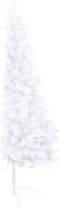 vidaXL - Kunstkerstboom - met - verlichting - en - kerstballen - half - 120 - cm - wit