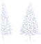 vidaXL - Kunstkerstboom - met - verlichting - en - kerstballen - half - 240 - cm - wit