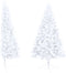 vidaXL - Kunstkerstboom - met - verlichting - en - kerstballen - half - 120 - cm - wit