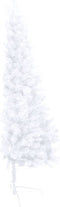 vidaXL - Kunstkerstboom - met - verlichting - en - kerstballen - half - 240 - cm - wit