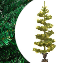 vidaXL - Kunstkerstboom - met - verlichting - en - pot - 120 - cm - PVC - groen