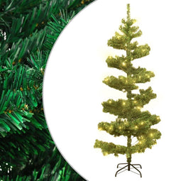 vidaXL - Kunstkerstboom - met - verlichting - en - standaard - 180 - cm - PVC - groen