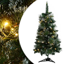 vidaXL - Kunstkerstboom - met - verlichting - en - standaard - 90 - cm - PVC - groen