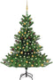vidaXL - Kunstkerstboom - Nordmann - met - LED's - en - kerstballen - 180 - cm - groen