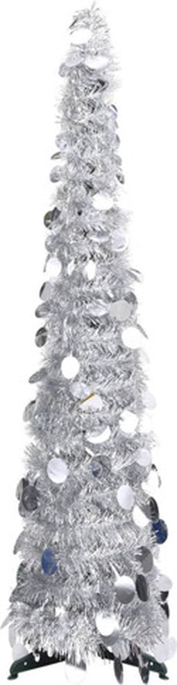 vidaXL - Kunstkerstboom - pop-up - 120 - cm - PET - zilverkleurig