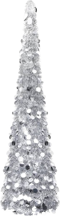 vidaXL - Kunstkerstboom - pop-up - 150 - cm - PET - zilverkleurig