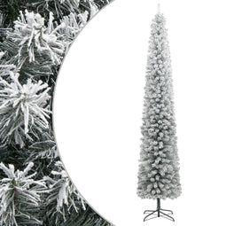 vidaXL - Kunstkerstboom - smal - met - standaard - en - sneeuw - 300 - cm - PVC