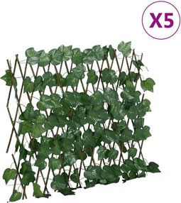 vidaXL - Kunstplant - druivenblad - op - latwerk - uittrekbaar - 190x60 - cm - groen