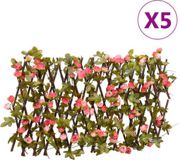 vidaXL - Kunstplant - klimop - latwerk - 5 - st - uittrekbaar - 180x20 - cm - donkerroze