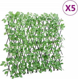 vidaXL - Kunstplant - klimop - op - latwerk - 5 - st - uittrekbaar - 180x65 - cm - groen