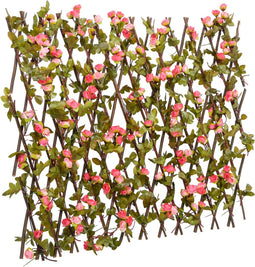 vidaXL - Kunstplant - klimop - op - latwerk - uittrekbaar - 180x60 - cm - donkerroze