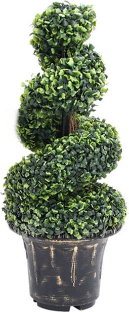 vidaXL - Kunstplant - met - pot - buxus - spiraal - 89 - cm - groen