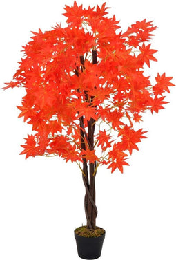 vidaXL - Kunstplant - met - pot - esdoorn - 120 - cm - rood