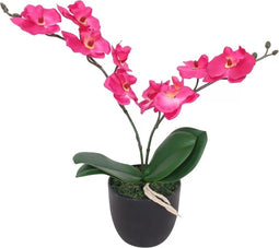 vidaXL - Kunstplant - orchidee - met - pot - 30 - cm - rood