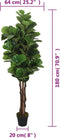 vidaXL - Kunstplant - vijgenboom - 232 - bladeren - 180 - cm - groen