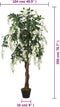 vidaXL - Kunstplant - wisteria - 1470 - bladeren - 200 - cm - groen - en - wit