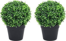 vidaXL - Kunstplanten - met - pot - 2 - st - buxus - bolvorming - 32 - cm - groen