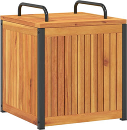 vidaXL - Kussenbox - 45x45x45/53 - cm - massief - acaciahout - en - staal