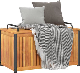 vidaXL - Kussenbox - 85x45x45/53 - cm - massief - acaciahout - en - staal