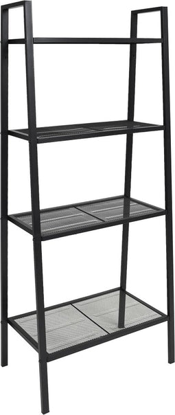 vidaXL - Ladder - boekenkast - 4 - schappen - metaal - zwart