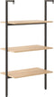 vidaXL - Ladderrek - met - 3 - schappen - 64x35x120,5 - cm - lichtbruin - en - zwart