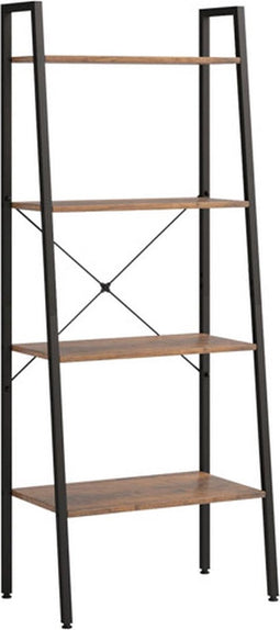 vidaXL - Ladderrek - met - 4 - schappen - 56x35x140 - cm - donkerbruin - en - zwart