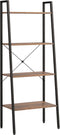 vidaXL - Ladderrek - met - 4 - schappen - 56x35x140 - cm - donkerbruin - en - zwart