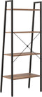 vidaXL - Ladderrek - met - 4 - schappen - 56x35x140 - cm - donkerbruin - en - zwart