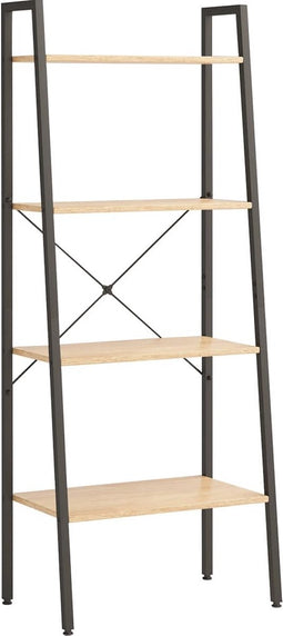 vidaXL - Ladderrek - met - 4 - schappen - 56x35x140 - cm - lichtbruin - en - zwart