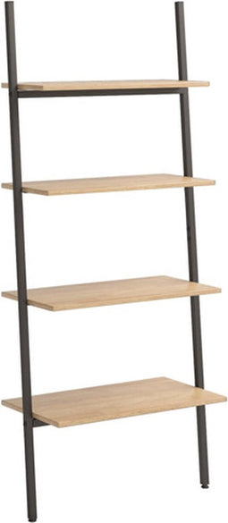 vidaXL - Ladderrek - met - 4 - schappen - 64x34x150,5 - cm - lichtbruin - en - zwart
