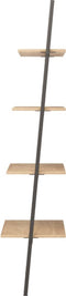 vidaXL - Ladderrek - met - 4 - schappen - 64x34x150,5 - cm - lichtbruin - en - zwart