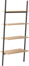 vidaXL - Ladderrek - met - 4 - schappen - 64x34x150,5 - cm - lichtbruin - en - zwart