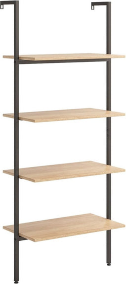 vidaXL - Ladderrek - met - 4 - schappen - 64x35x152,5 - cm - lichtbruin - en - zwart