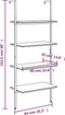 vidaXL - Ladderrek - met - 4 - schappen - 64x35x152,5 - cm - lichtbruin - en - zwart