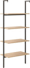 vidaXL - Ladderrek - met - 4 - schappen - 64x35x152,5 - cm - lichtbruin - en - zwart