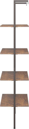 vidaXL - Ladderrek - met - 4 - schappen - 64x35x152,5 - cm - donkerbruin - en - zwart