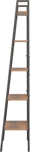 vidaXL - Ladderrek - met - 5 - schappen - 56x35x174 - cm - donkerbruin - en - zwart