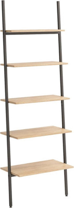 vidaXL - Ladderrek - met - 5 - schappen - 64x34x185,5 - cm - lichtbruin - en - zwart